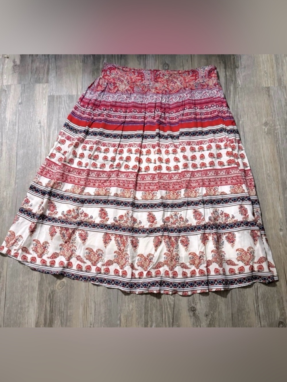 Twik Paisley Print Broomstick Midi Skirt Size Medium